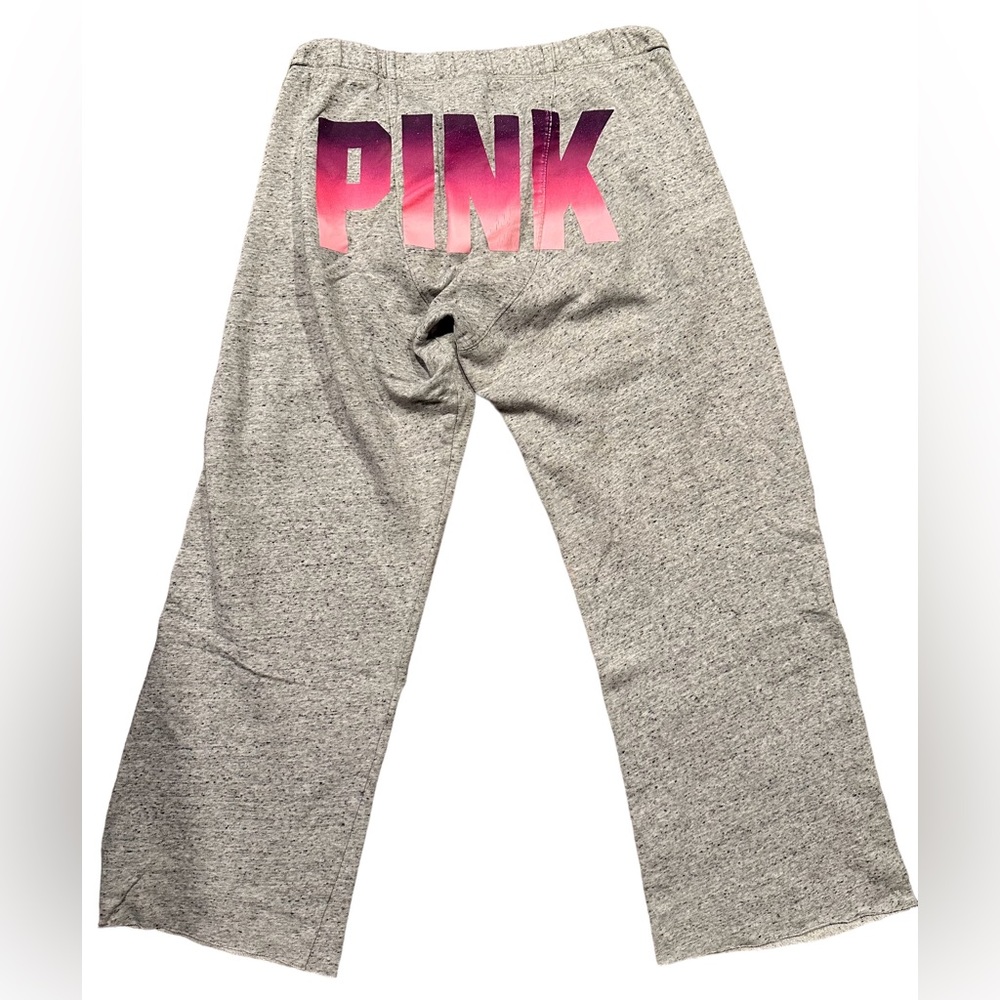 PINK - Boyfriend Sweatpants, Grey with Pink/Purple Lettering, Size L